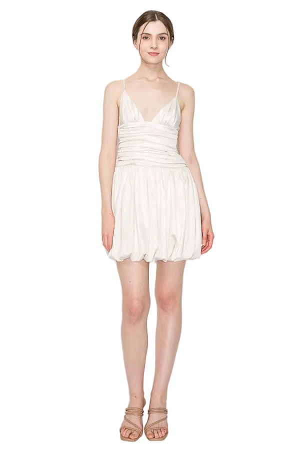 Ruched Bubble Hem Woven Dress