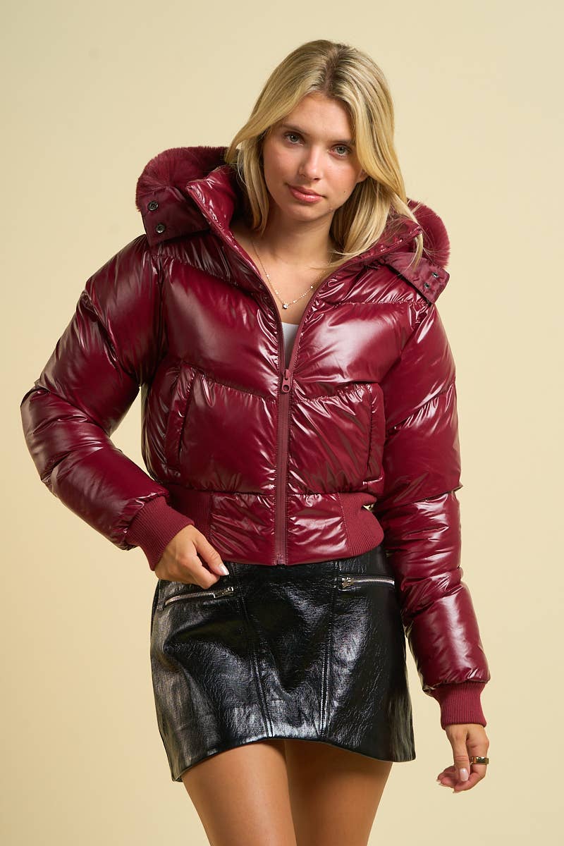 Puffer Jacket with Faux Fur Hood