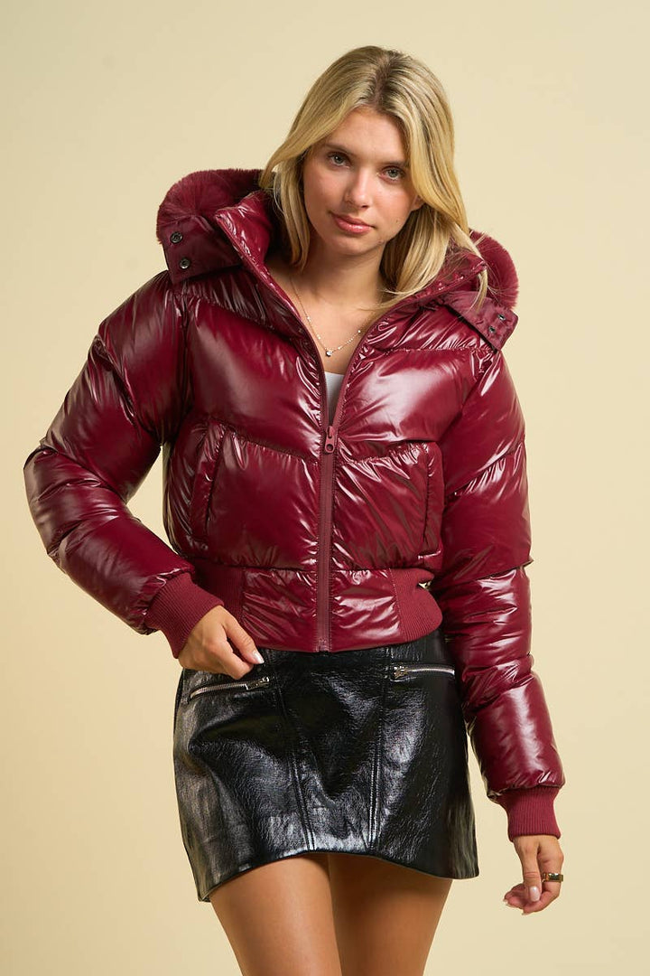 Puffer Jacket with Faux Fur Hood