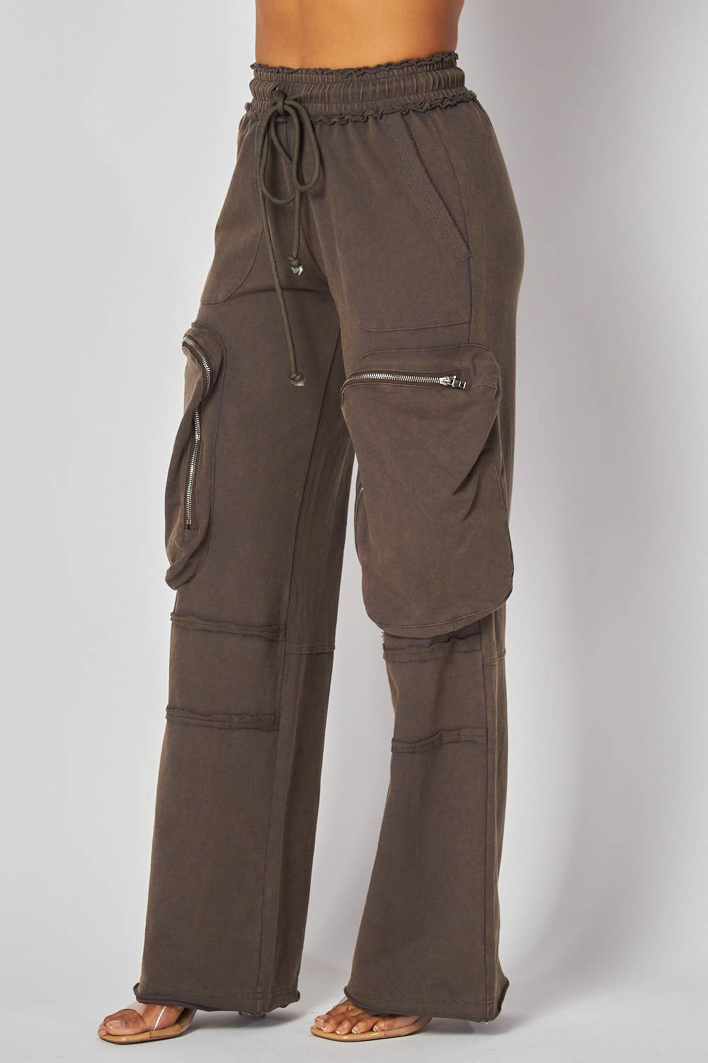 Knit Cargo Pocket Straight Leg Pants