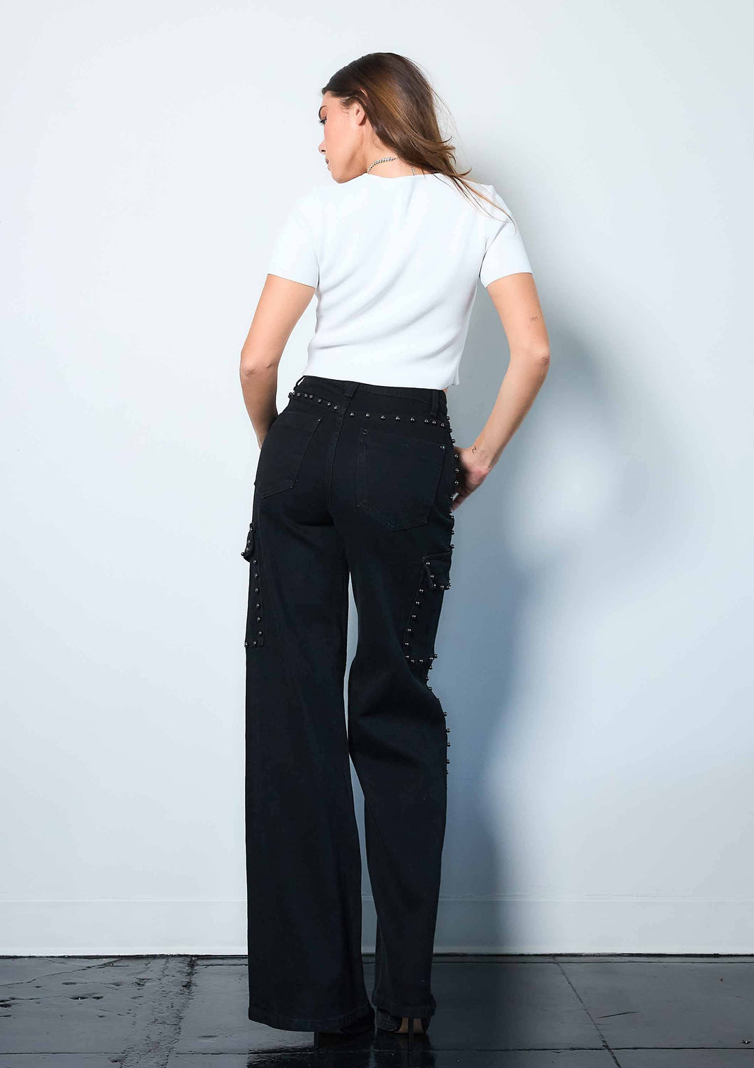 Silver Stud Cargo Jeans