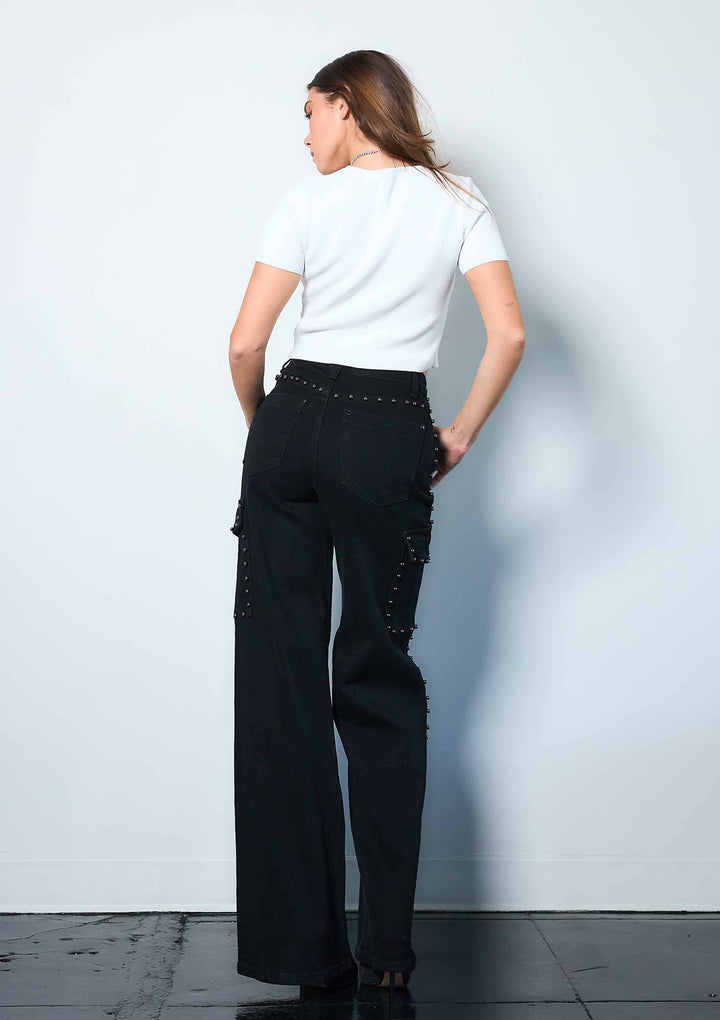 Silver Stud Cargo Jeans