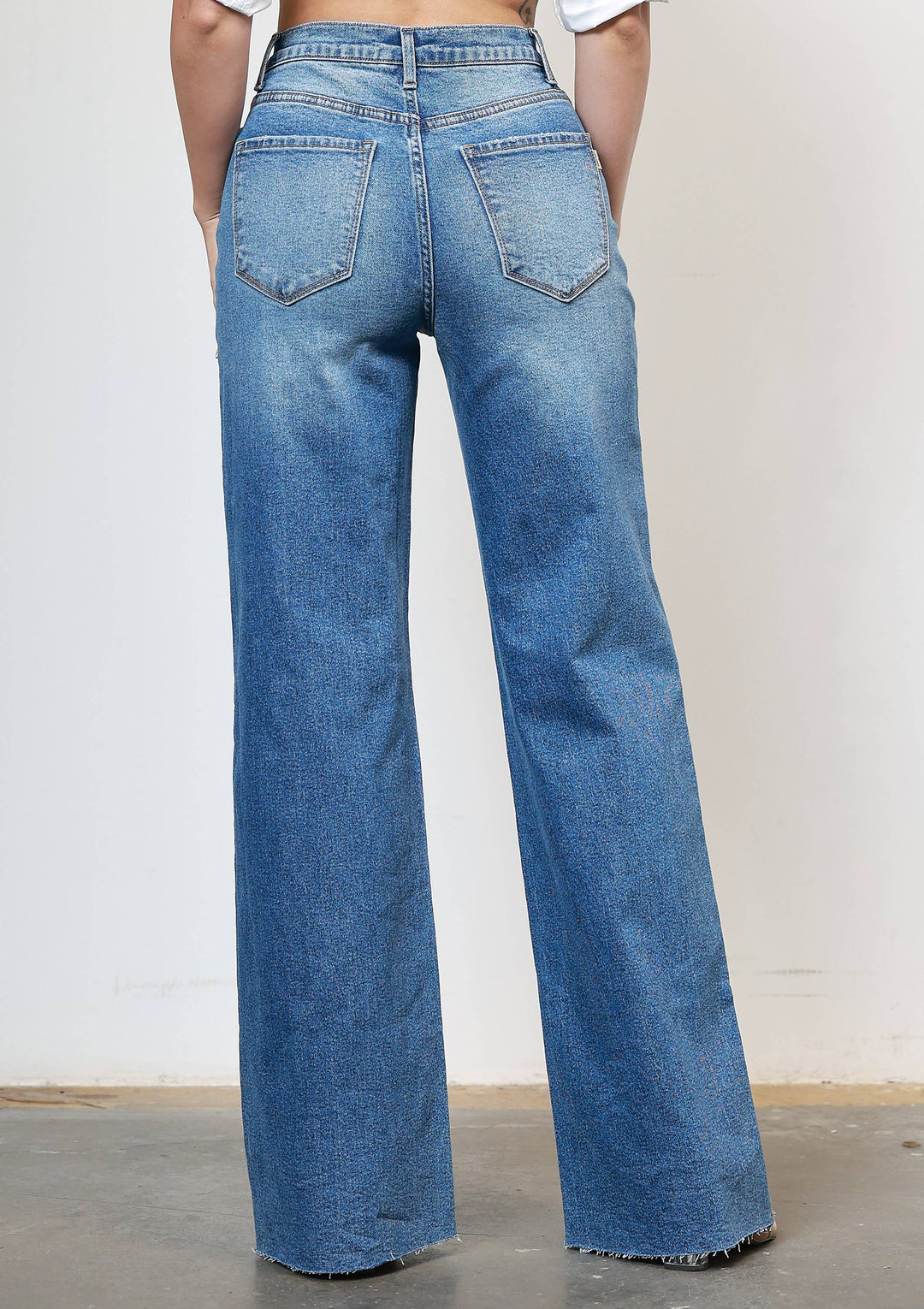 Cross Over  High Waisted Wide Leg Jeans
