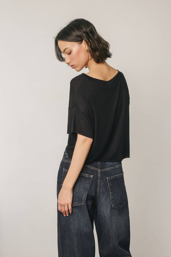 Cropped Raw Hem Tee