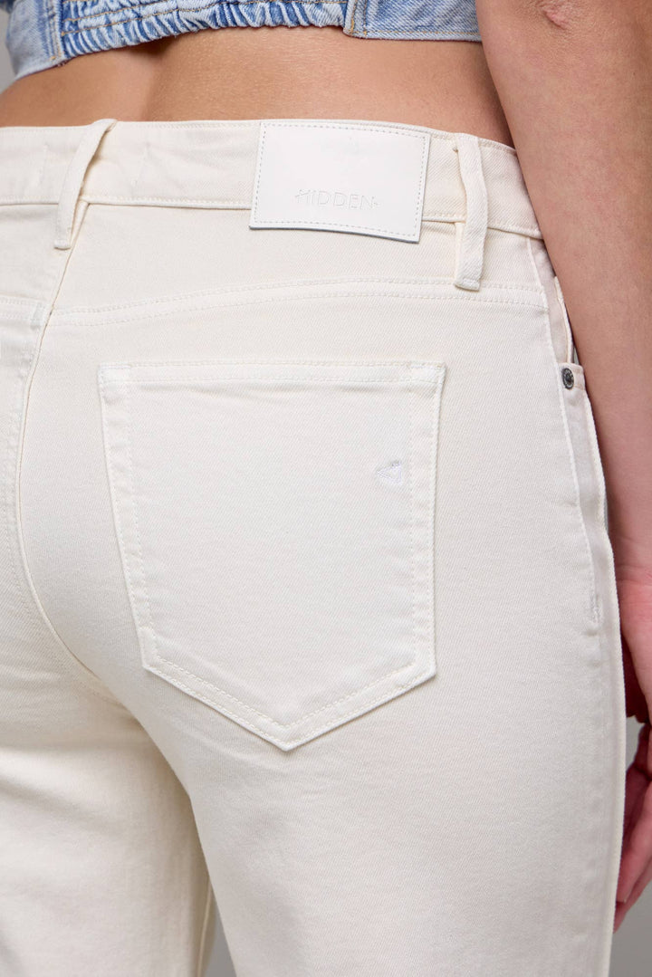 Ecru Wash Pintuck Mid Rise Comfort Flare