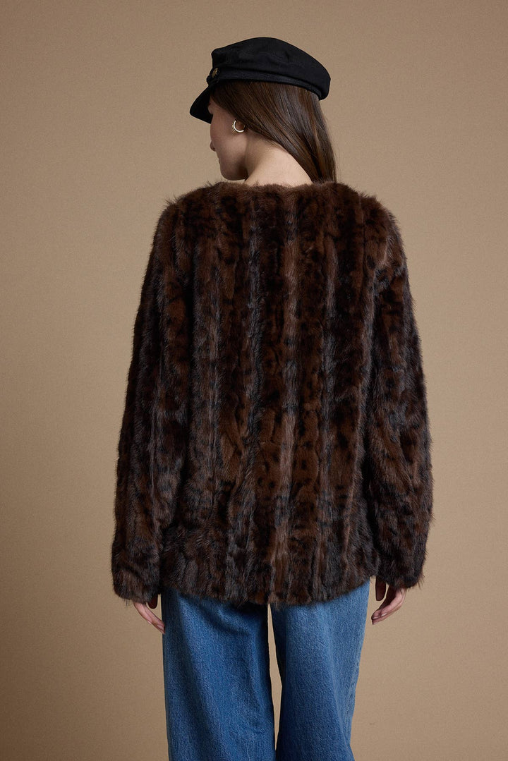 Mink Faux Fur Collarless Jacket