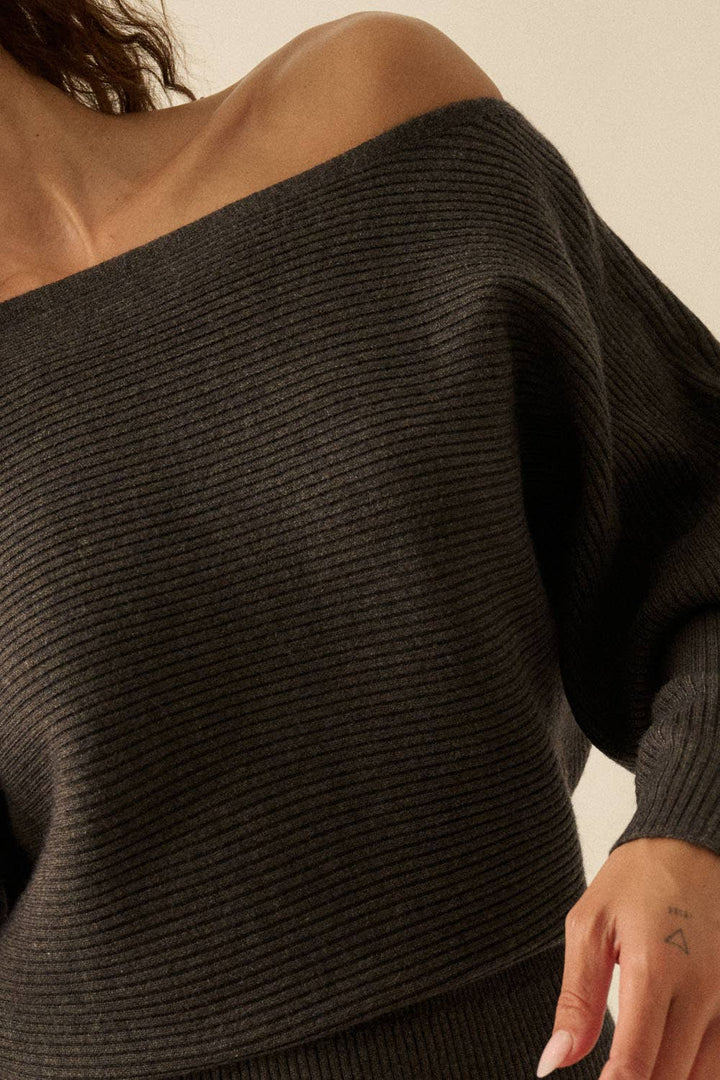 Knit One-Shoulder Midi Dress