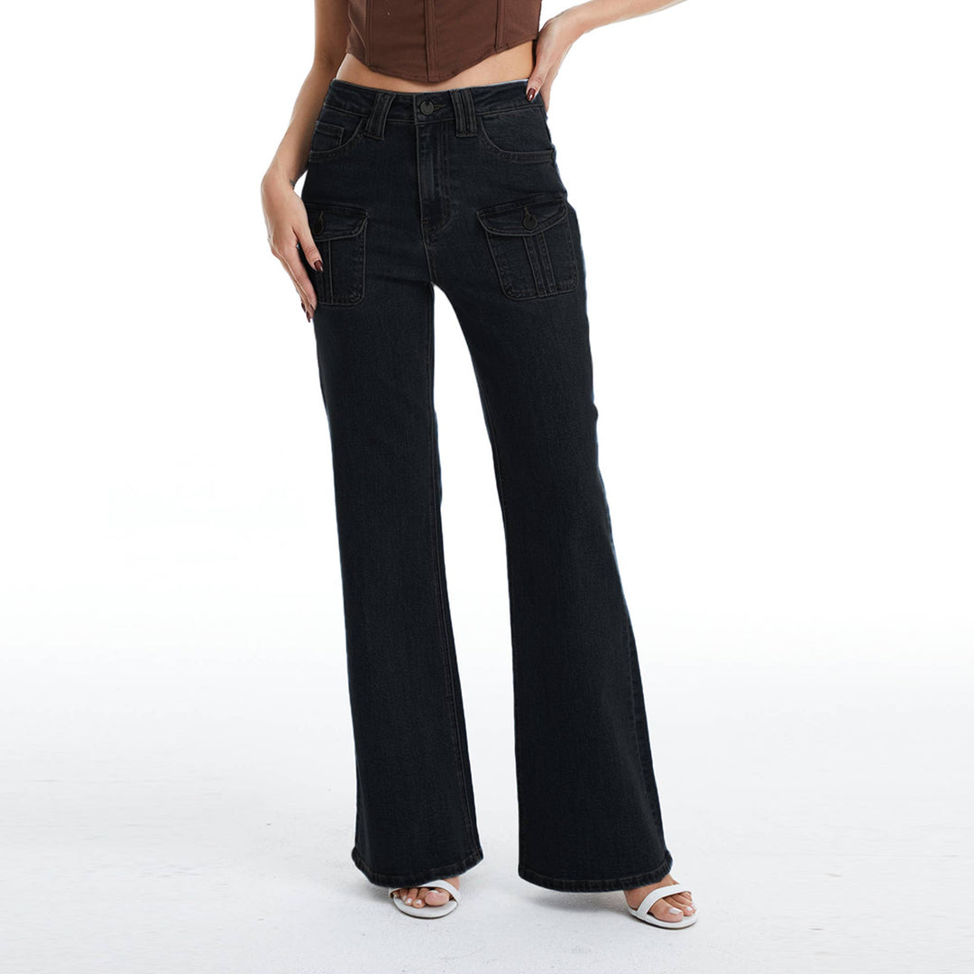 Black Utility Flared Jeans