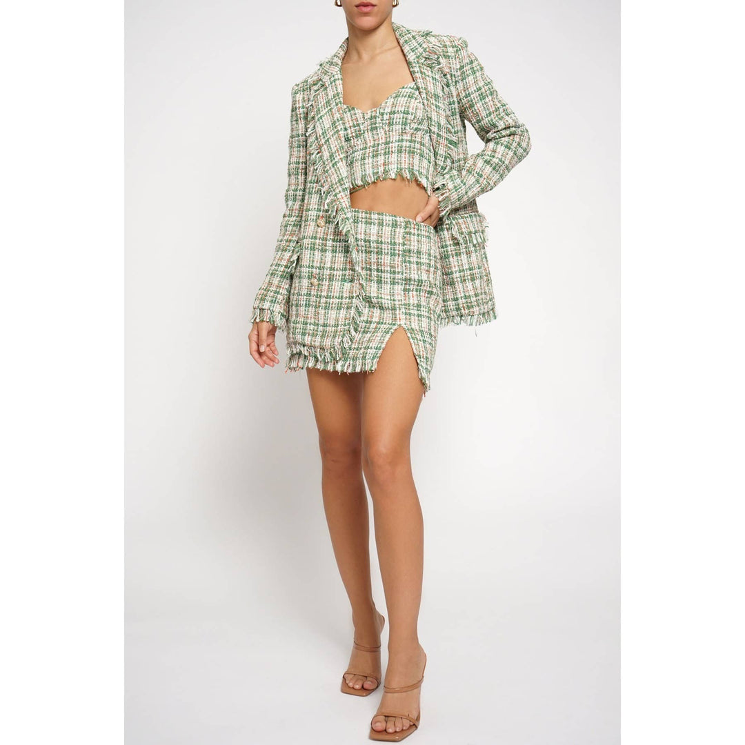 FRAYED EDGE BOUCLE BLAZER