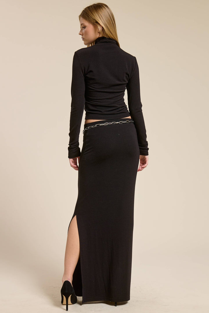 Turtleneck Top and Maxi Skirt Knit Set