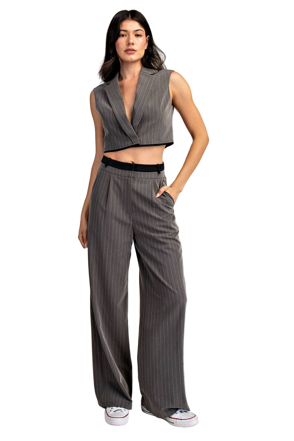 Striped Woven Crop Vest