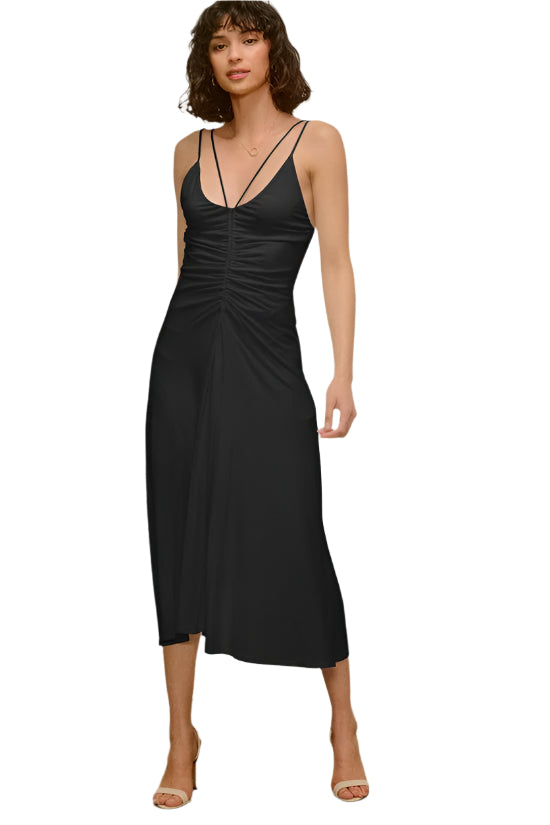 FRONT RUCHED MIDI DRESS