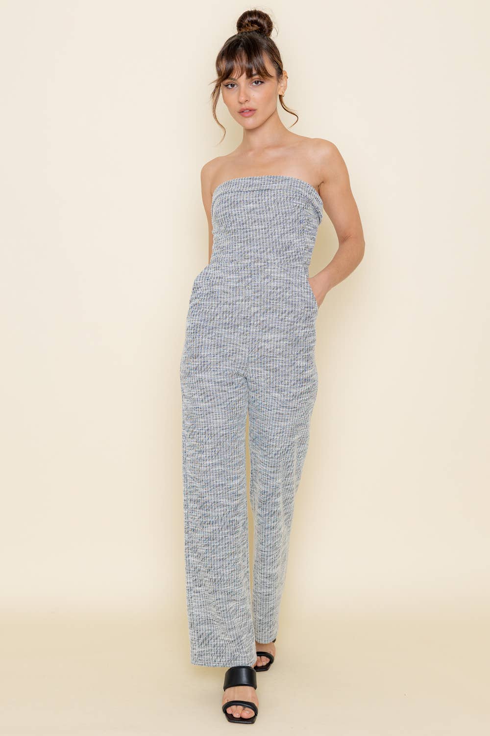 Spring Tweed Strapless Jumpsuit