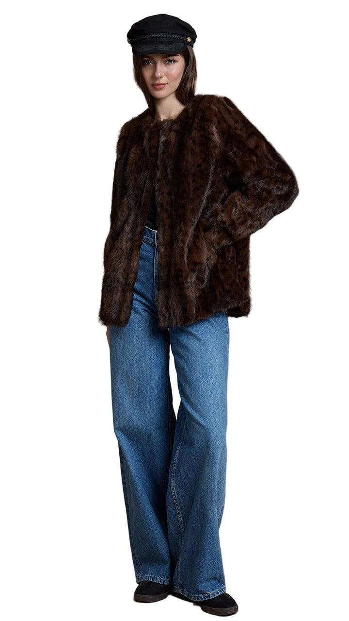 Mink Faux Fur Collarless Jacket