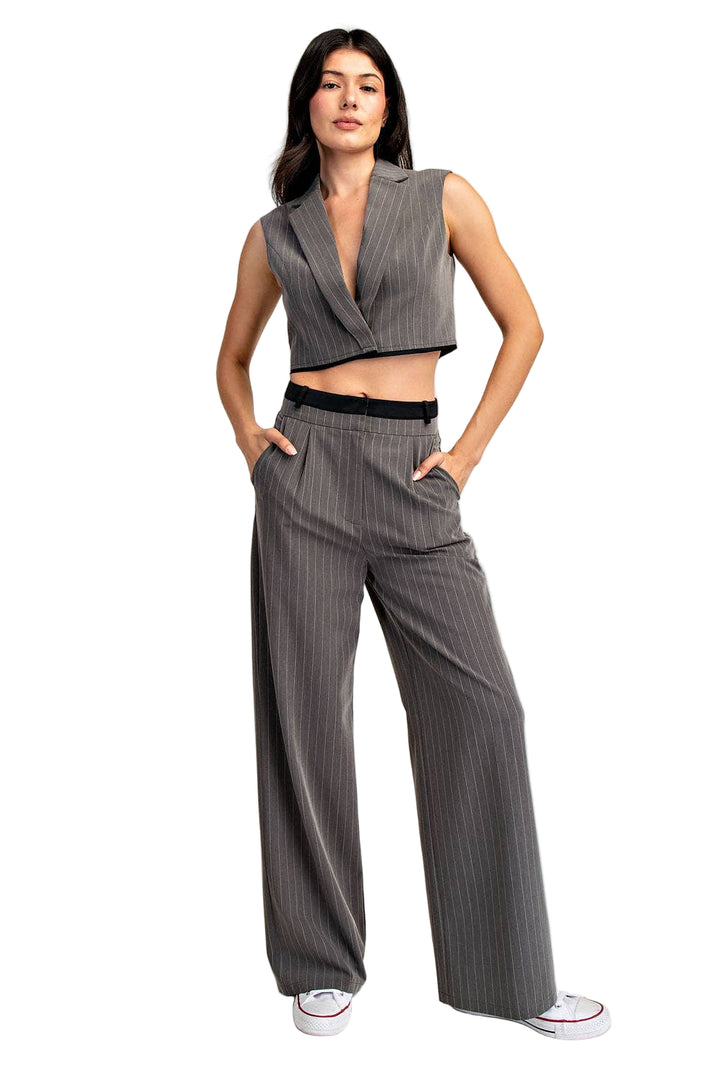 Double Waist Pants With Contrast Detail