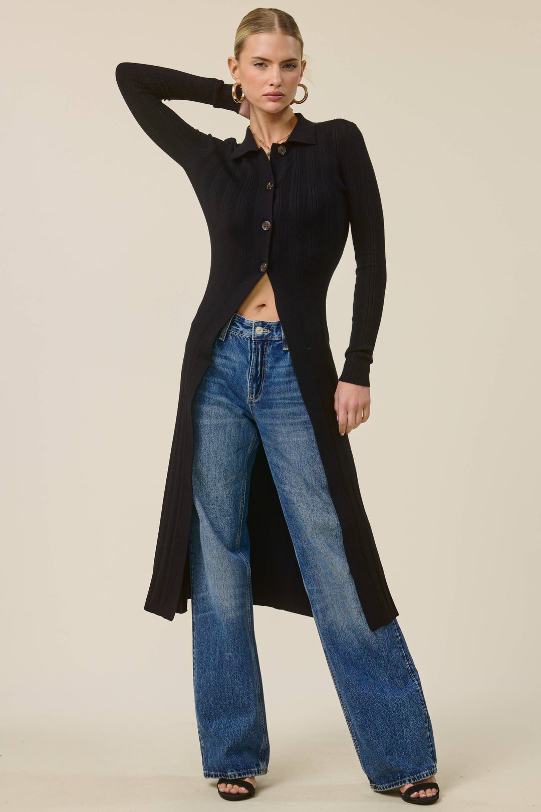 Collared  Knit Duster