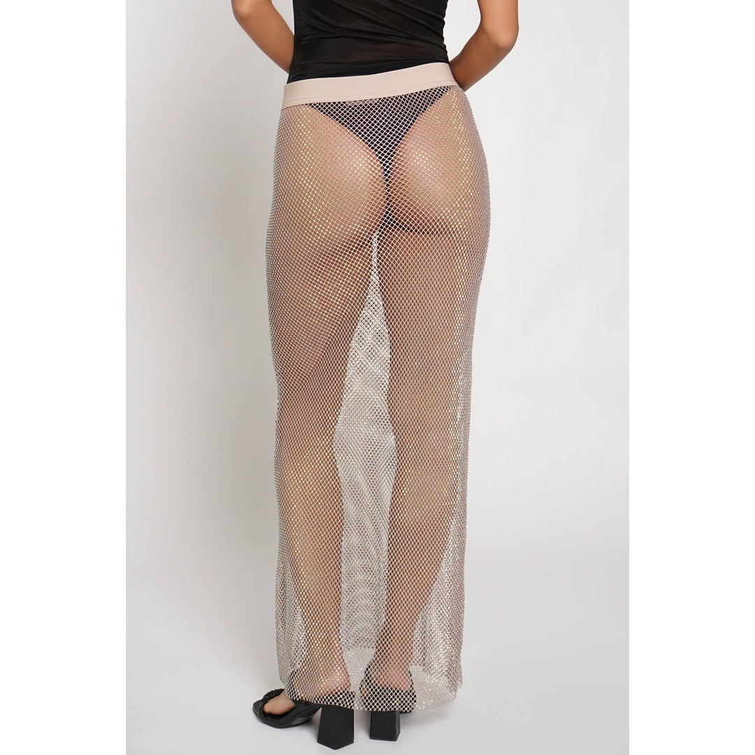 RHINESTONE MESH MAXI SKIRT