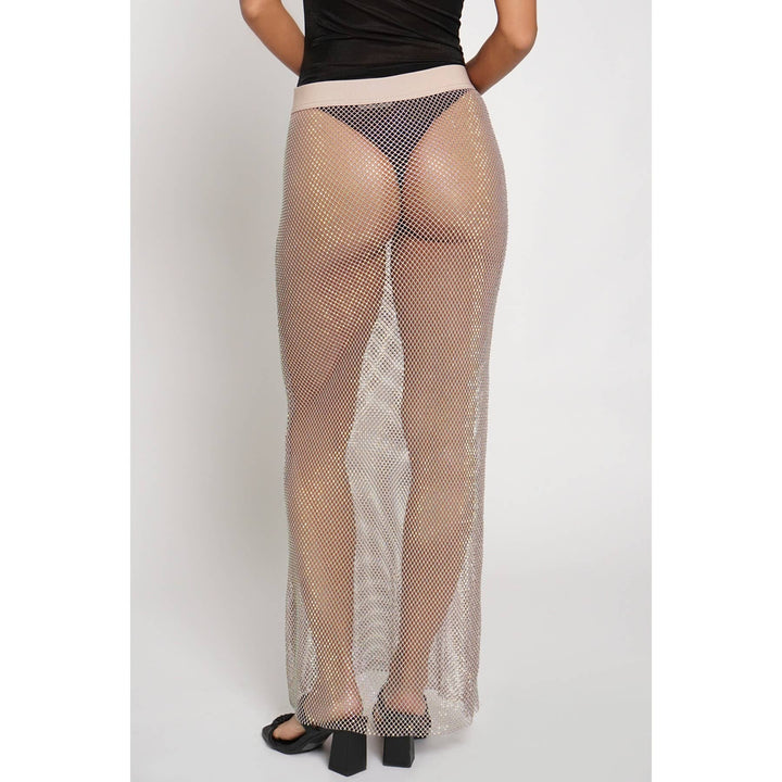 RHINESTONE MESH MAXI SKIRT