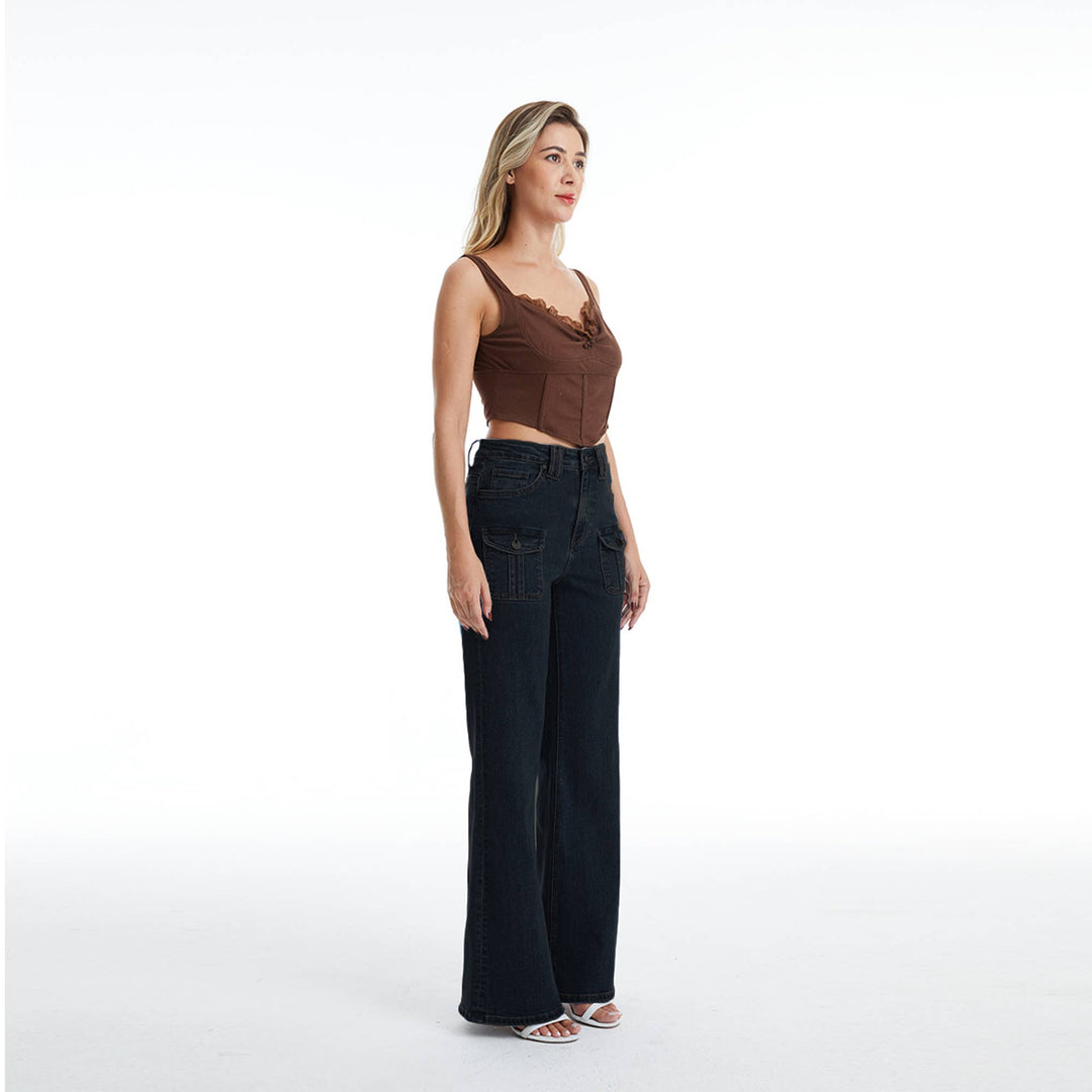 Black Utility Flared Jeans