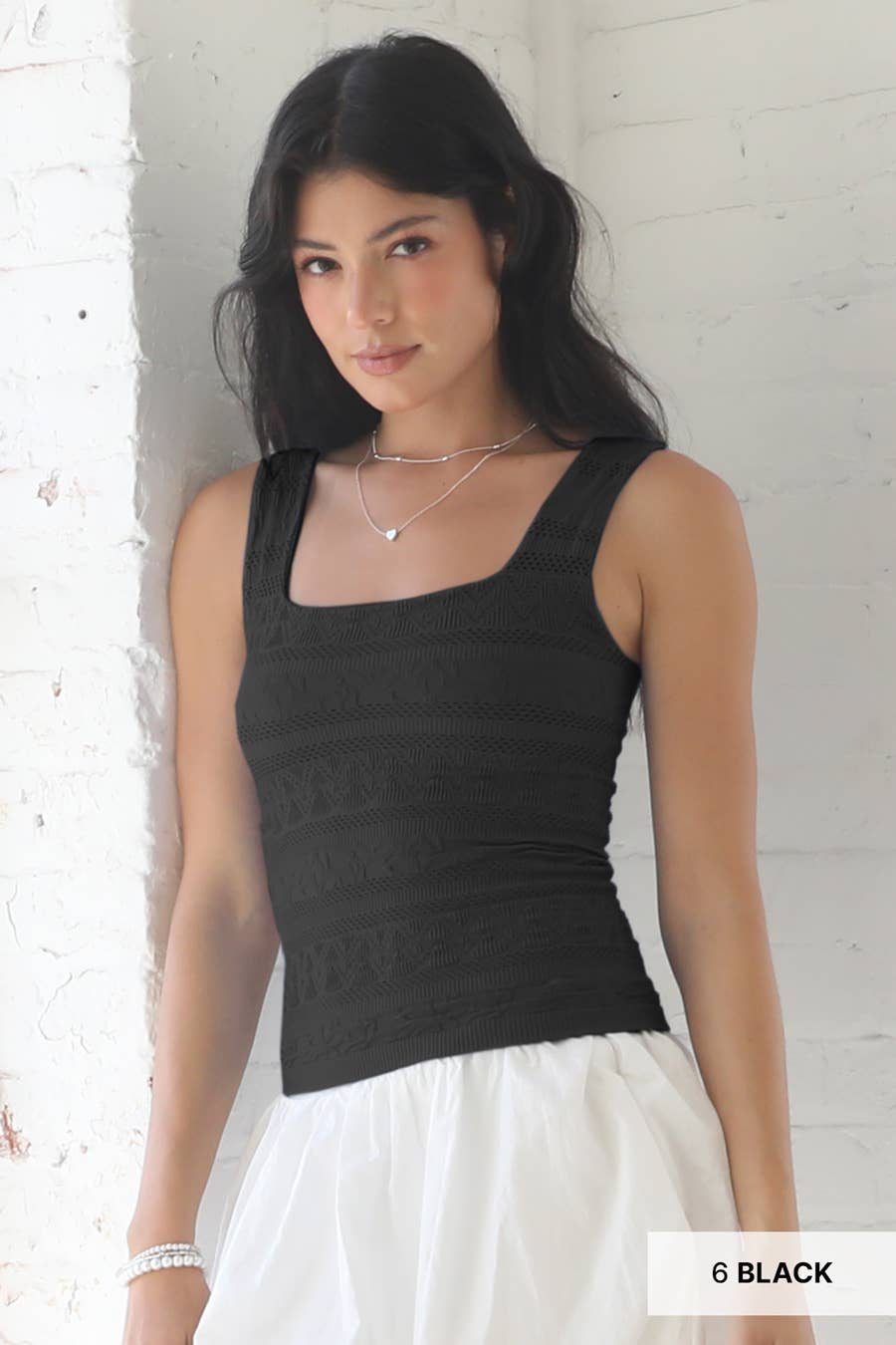Lace Textured Square Tank Top