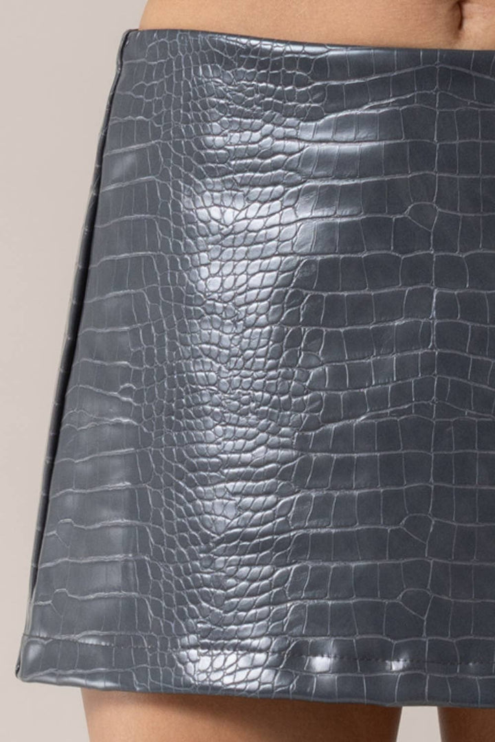 Croc Embossed Mini Skirt