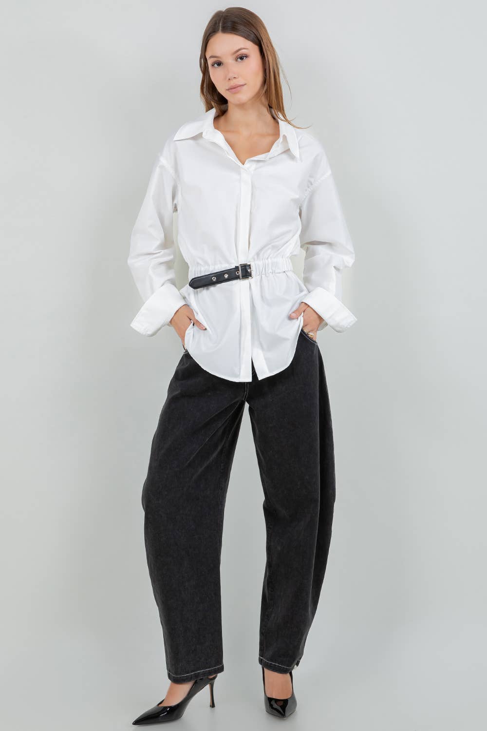Button Down Shirt with Belt