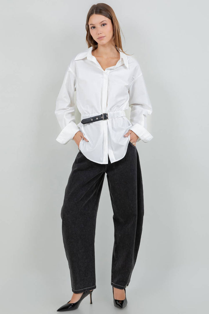 Button Down Shirt with Belt