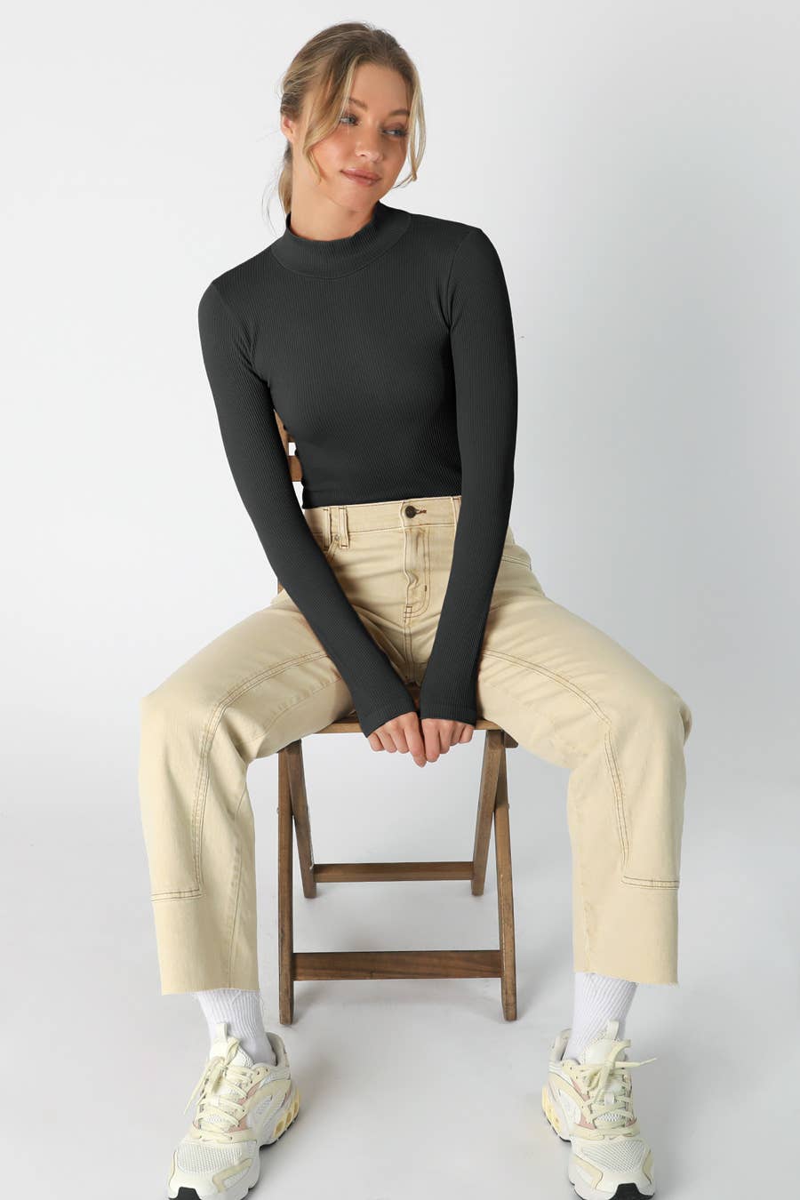 Ribbed Mock Neck Top