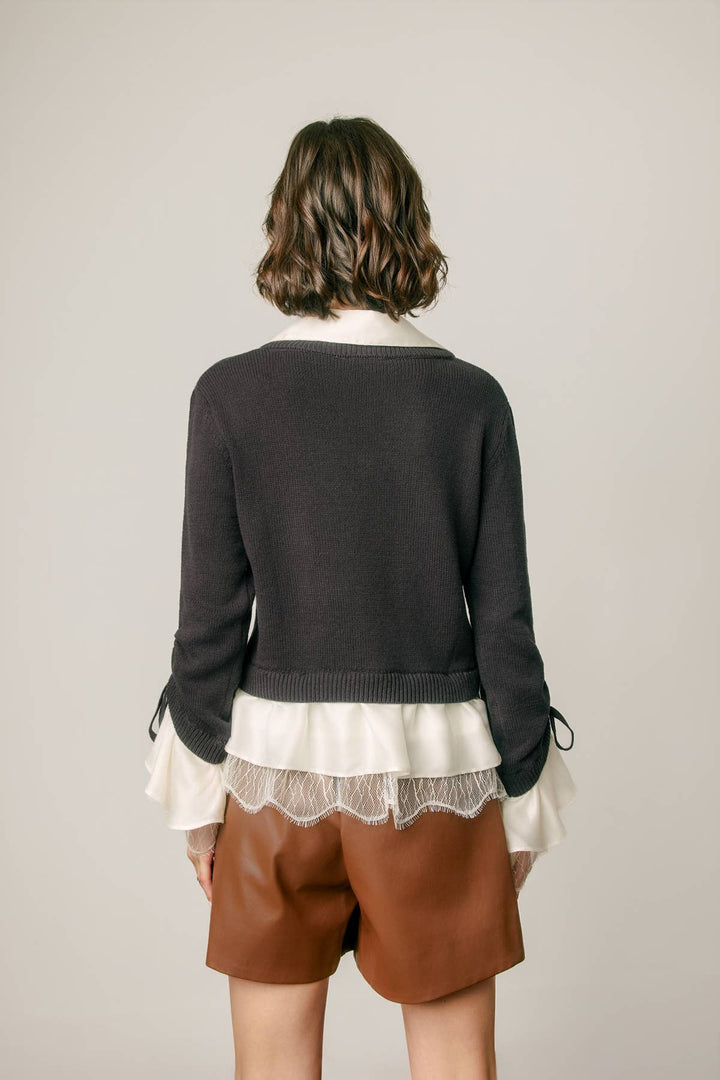 Shirley Satin & Lace Shirt Sweater