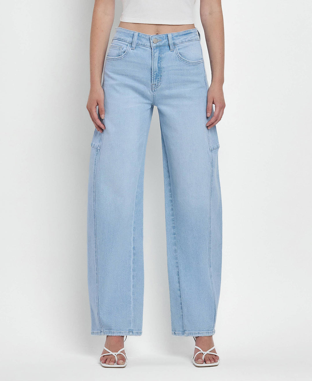 High Rise Light Wash Barrel Jeans
