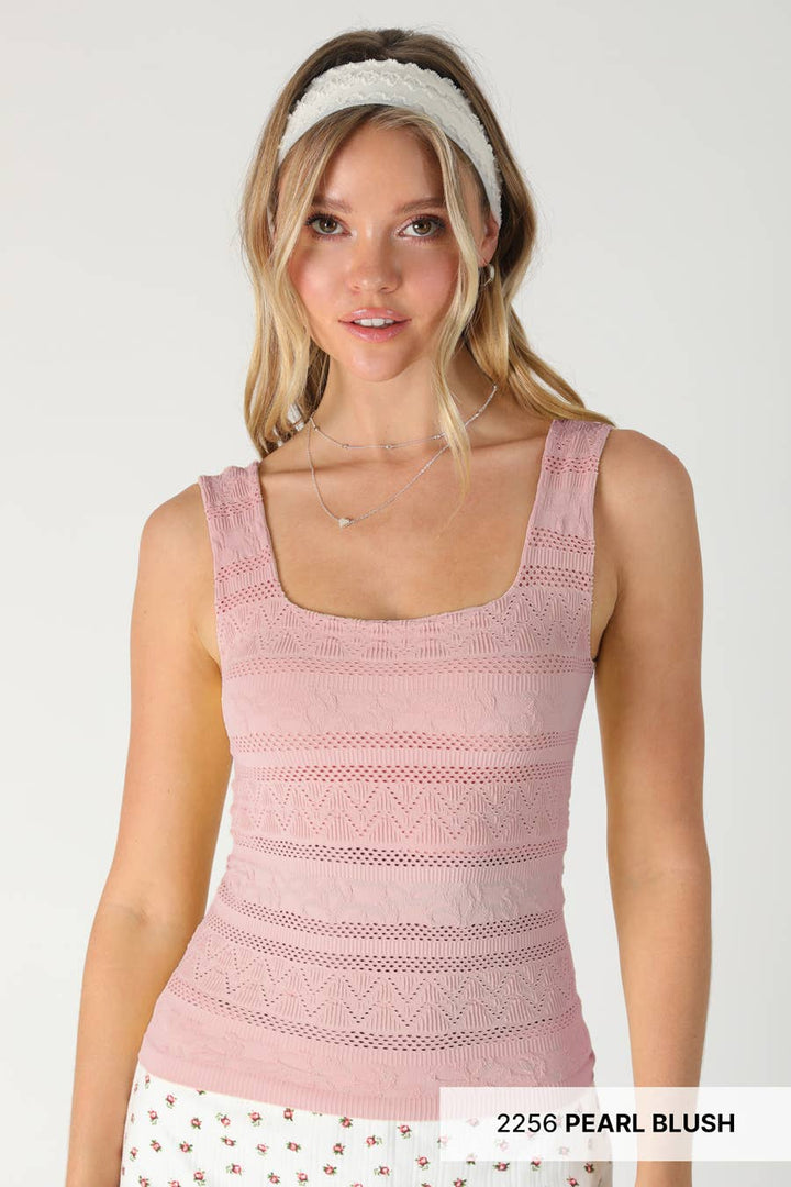 Lace Textured Square Tank Top
