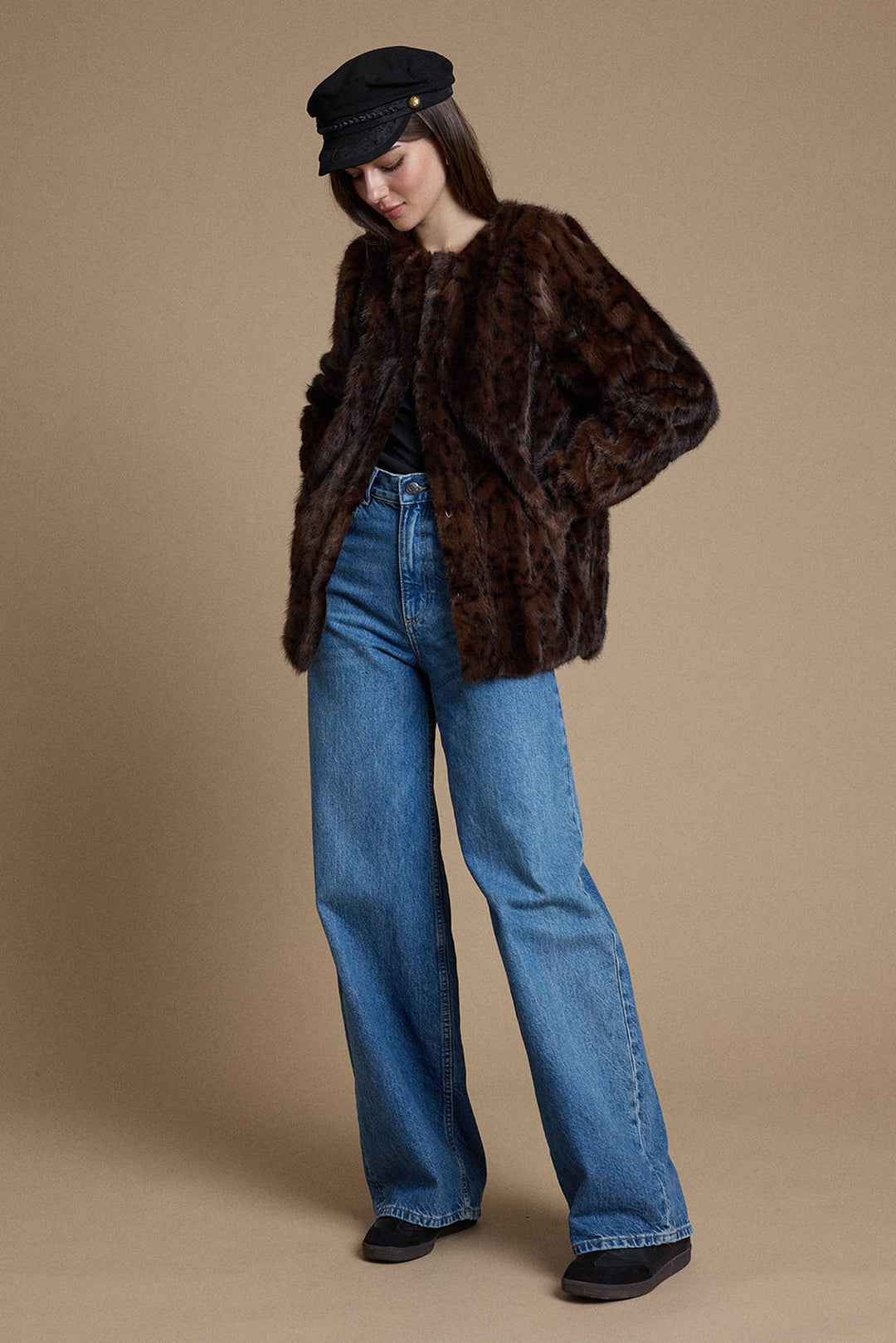 Mink Faux Fur Collarless Jacket