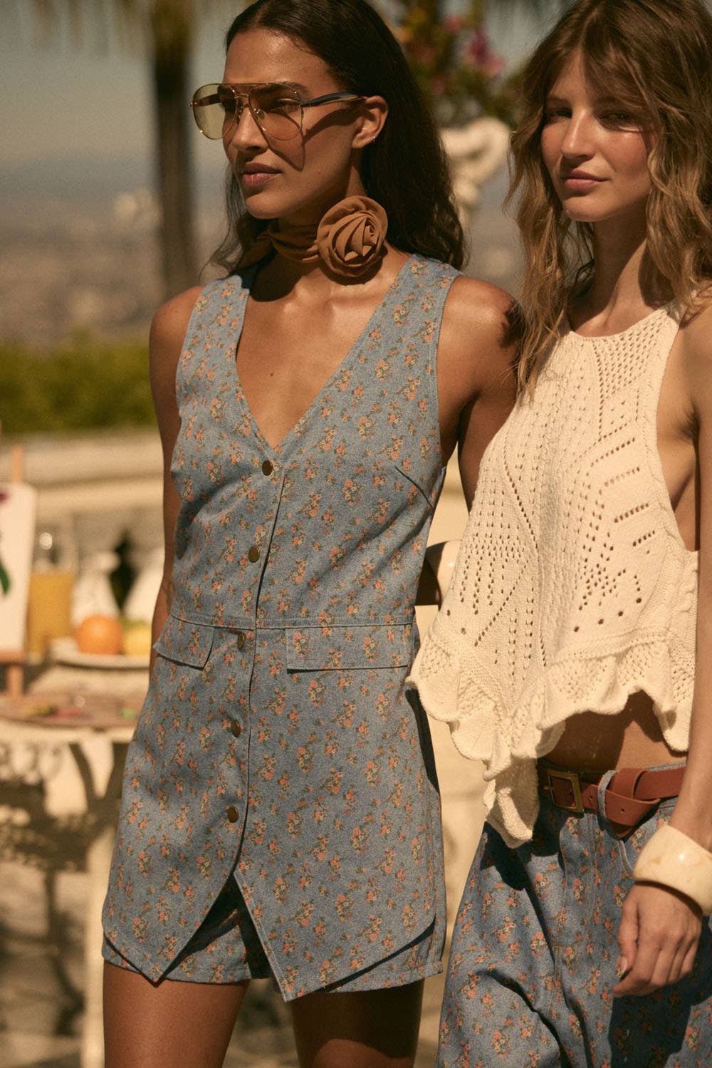 Love Fancy Floral Denim Romper