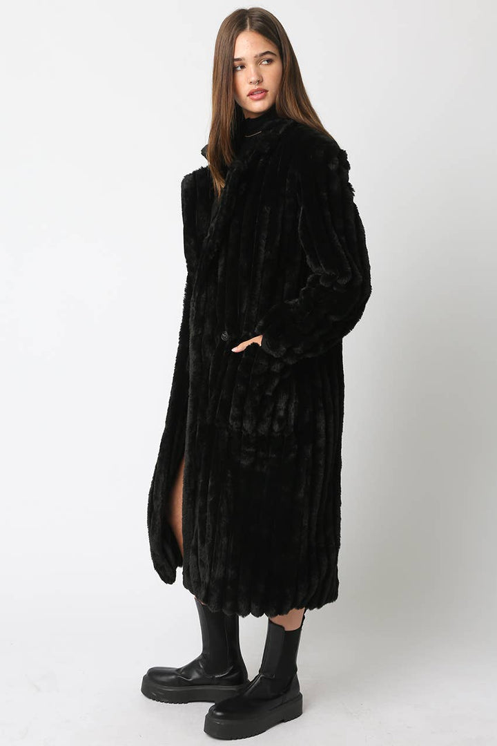 Devin Faux Fur Longline Coat