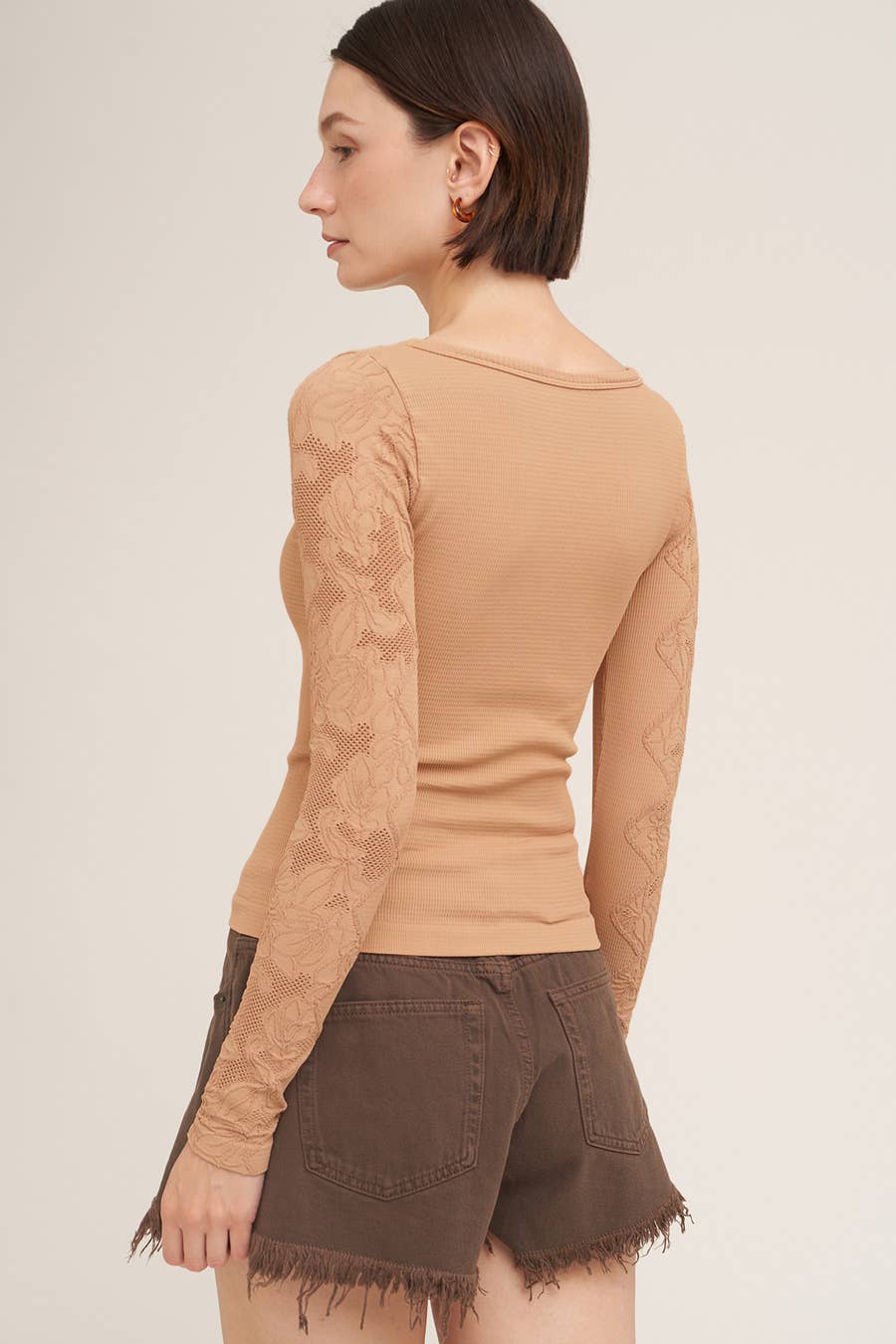 Floral Lace Ribbed Top