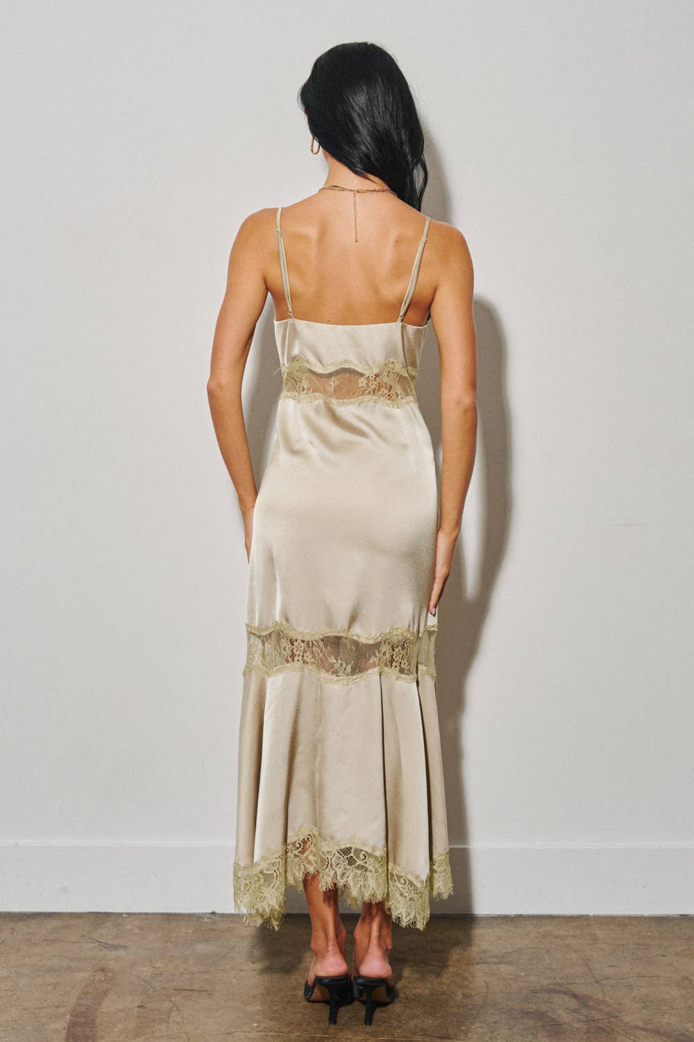 Satin and Lace Maxi Slip Dress