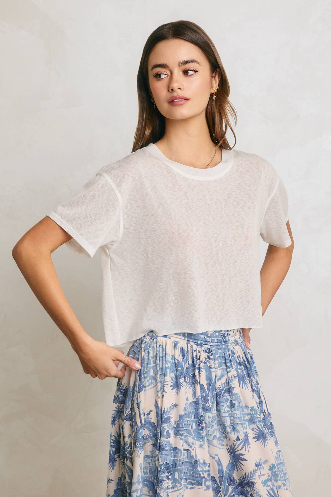 Cropped Raw Hem Tee