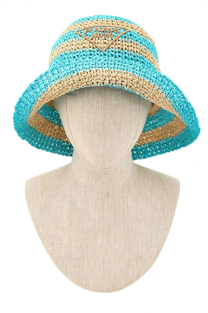 Embroidered Raffia Bucket Hat