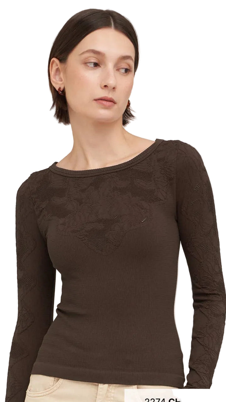 Floral Lace Ribbed Top