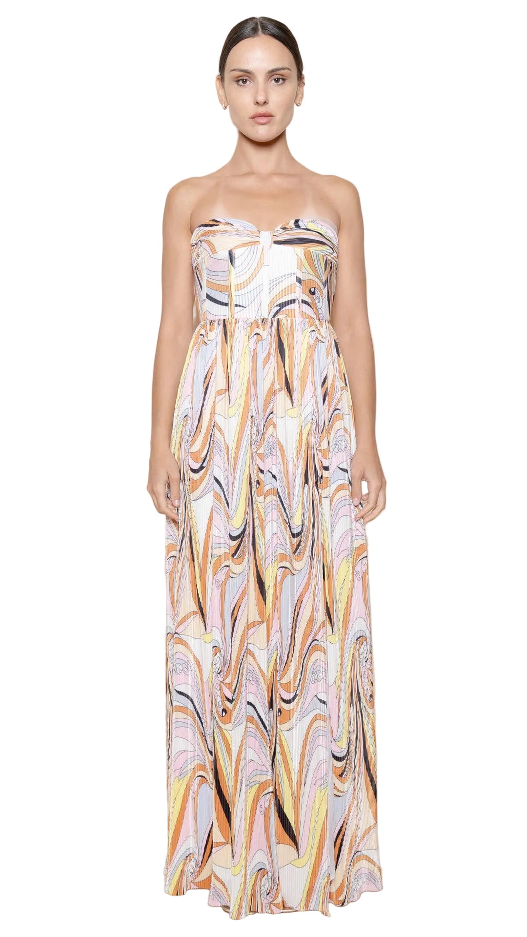 Strapless Pleated Maxi Dress