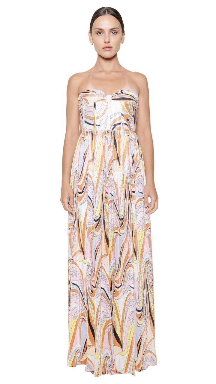 Strapless Pleated Maxi Dress