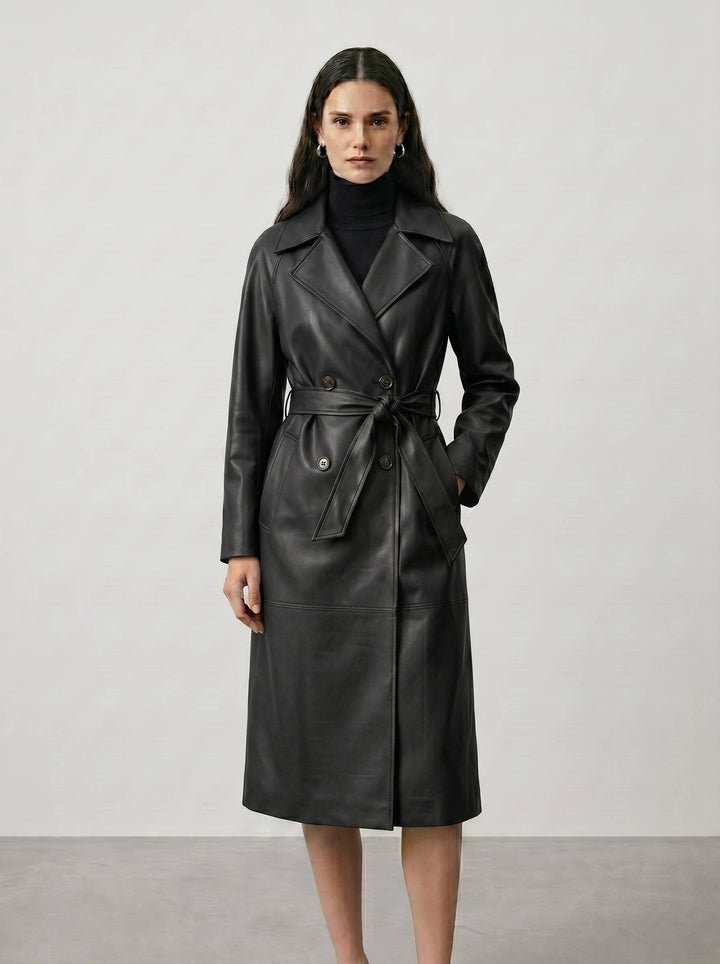 Leather trench coat