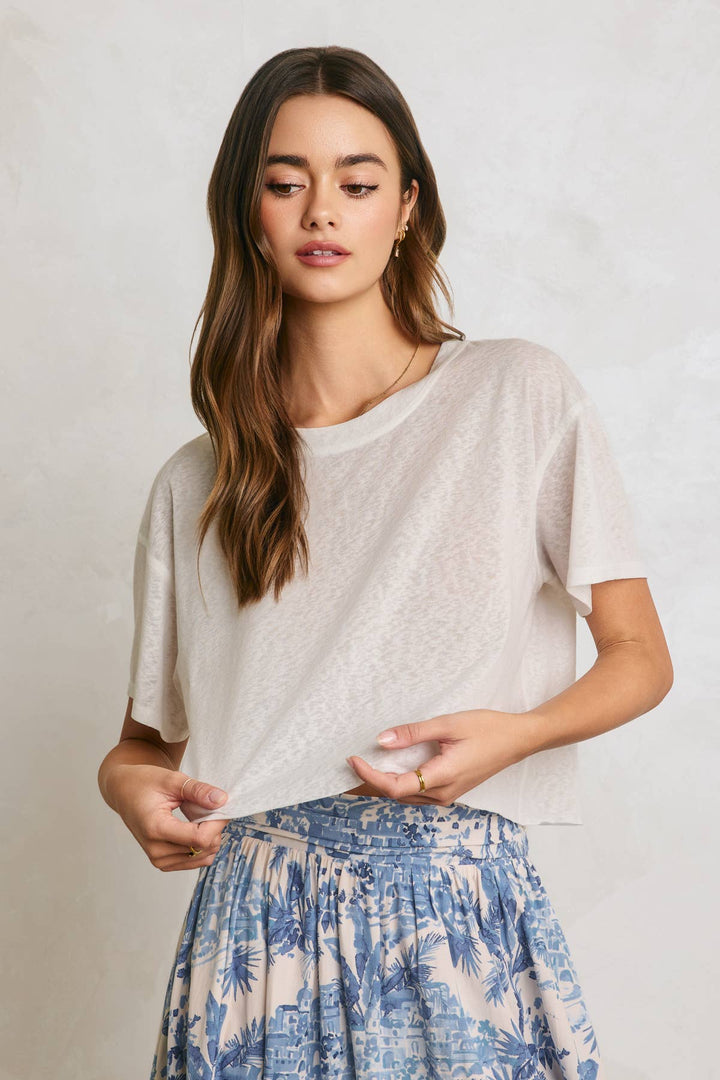 Cropped Raw Hem Tee