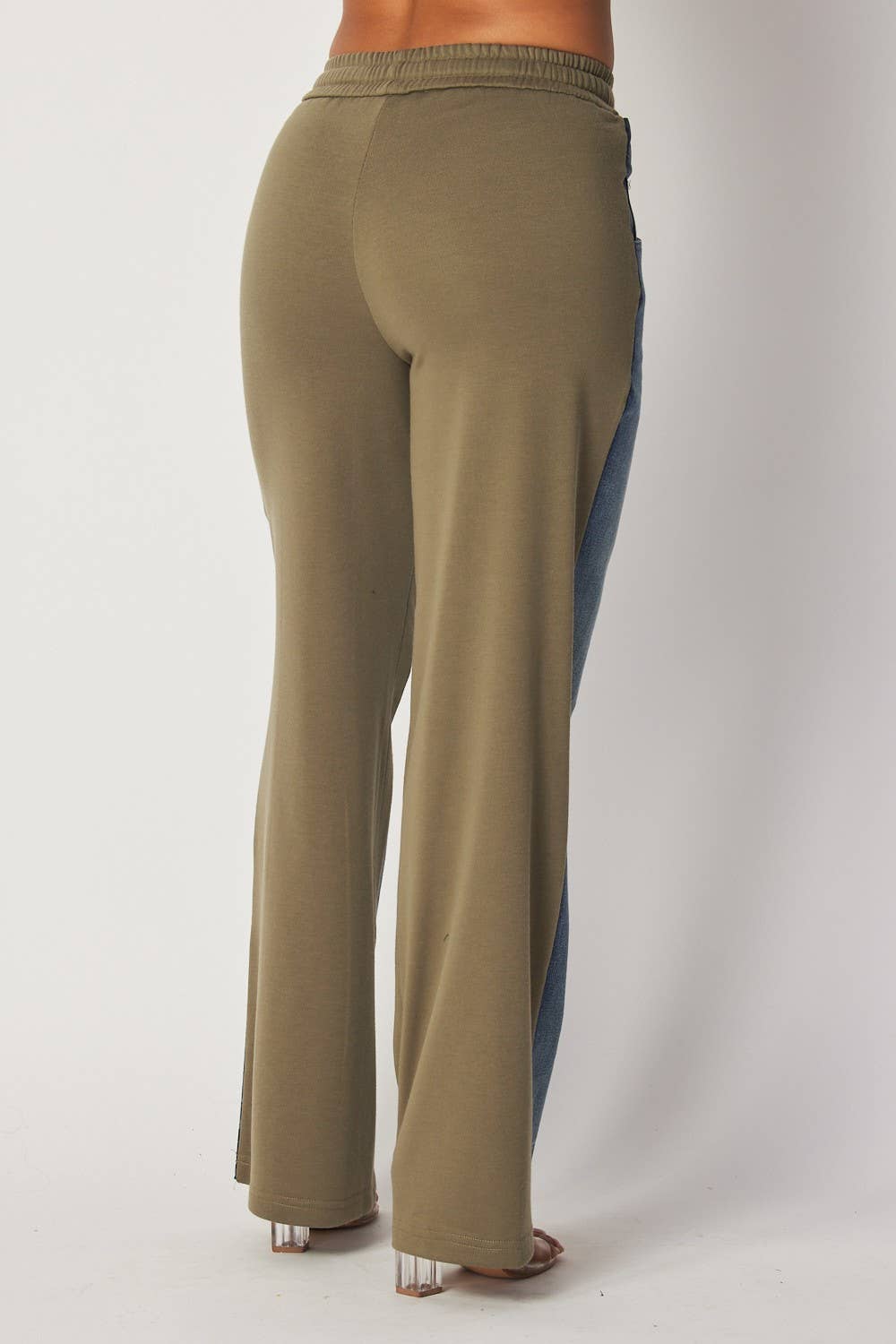 Denim/Olive Straight Leg Sweatpants