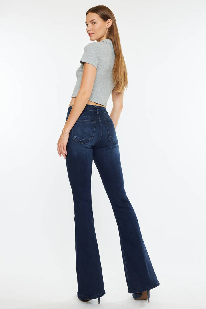 Mid-Rise Dark Flare Jeans
