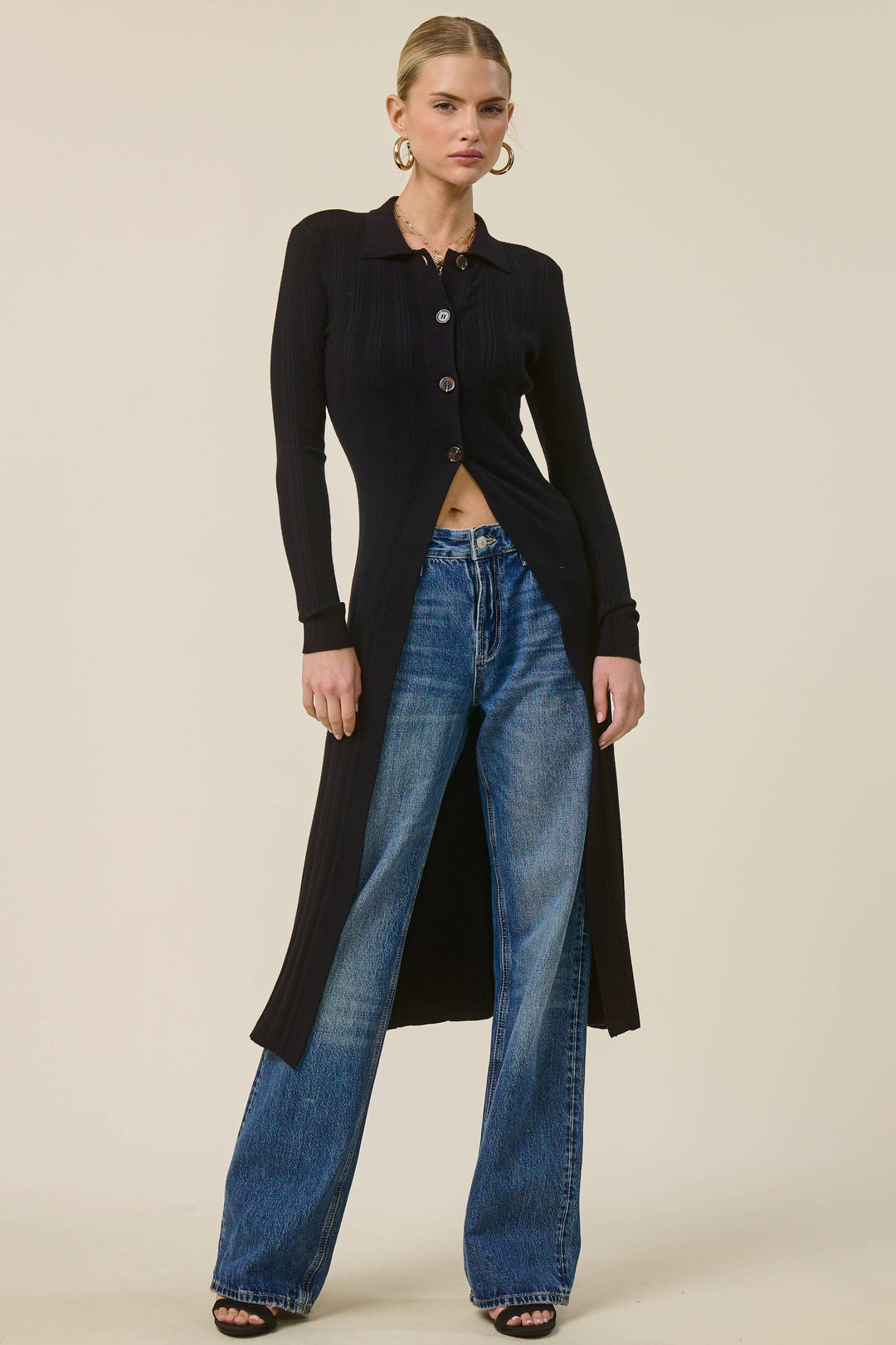 Collared  Knit Duster