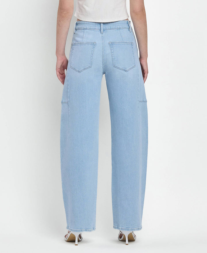 High Rise Light Wash Barrel Jeans
