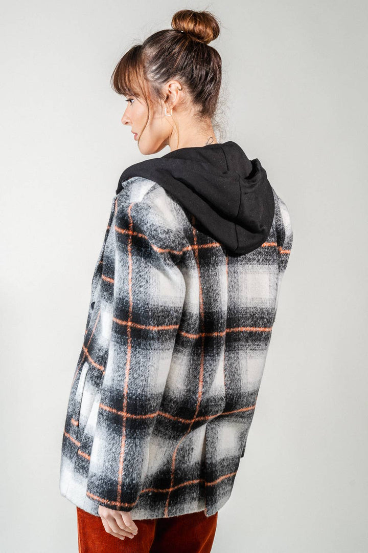 CHIC PLAID HOODIE BLAZER