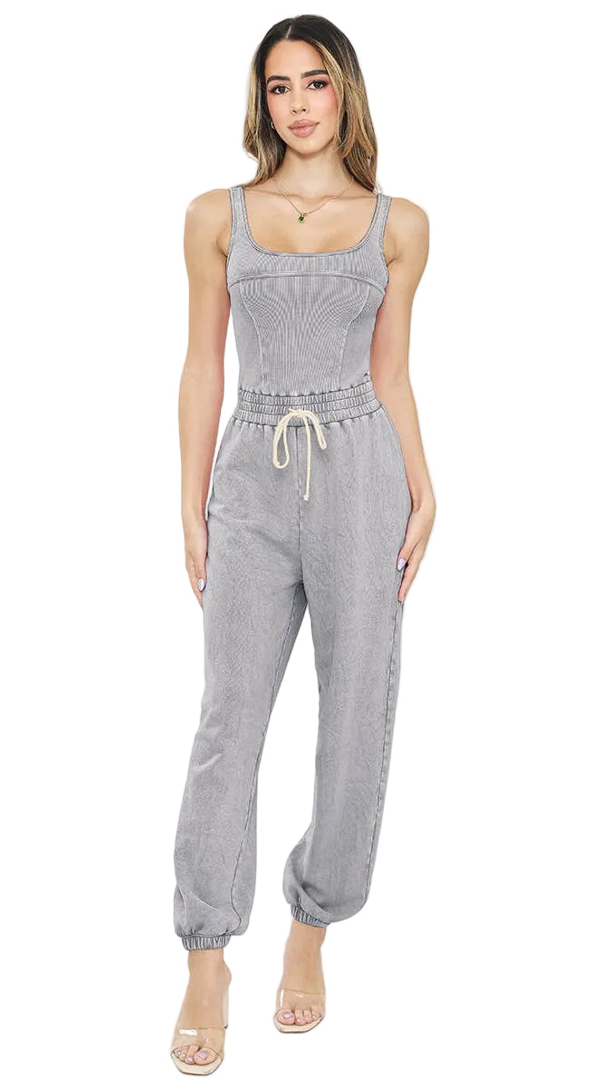 Mineral Washed Jogger Jumpsuit