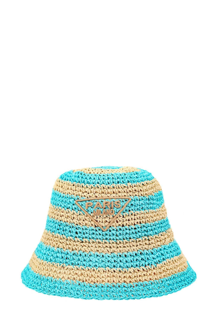 Embroidered Raffia Bucket Hat